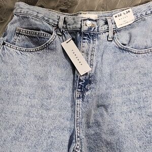 Topshop Light Wash Baggy fit Tall Denim Jeans